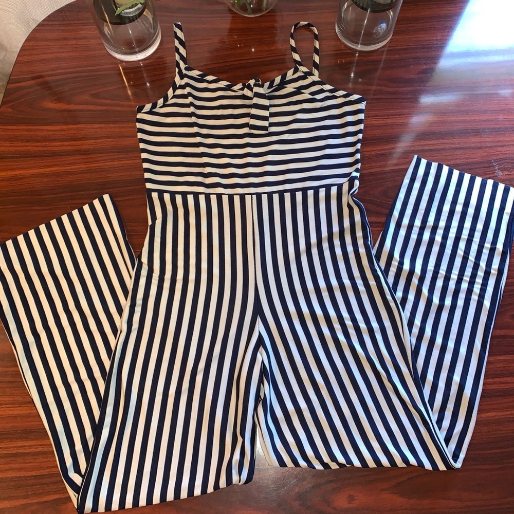 Pinc Premium Blue and White Pants Romper - Picture 2 of 3
